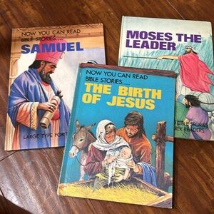 Now You Can Read‎ Bible Stories 3 books vintage Birth of Jesus Moses Samuel